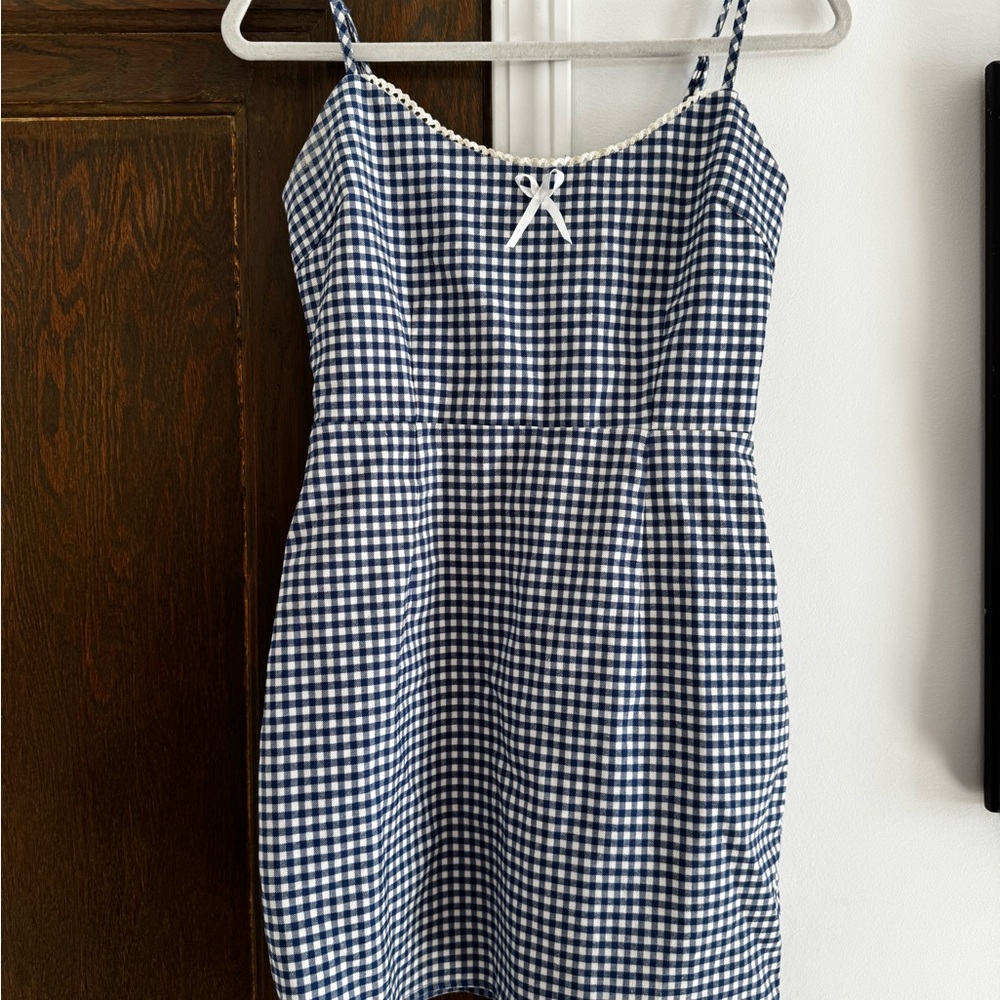 Urban Outfitters Blue Gingham Mini Dress - Picture 2 of 5